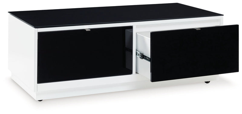Gardoni - Rectangular Cocktail Table - White / Black - R&R Furniture Gallery (Fountain Valley, CA)