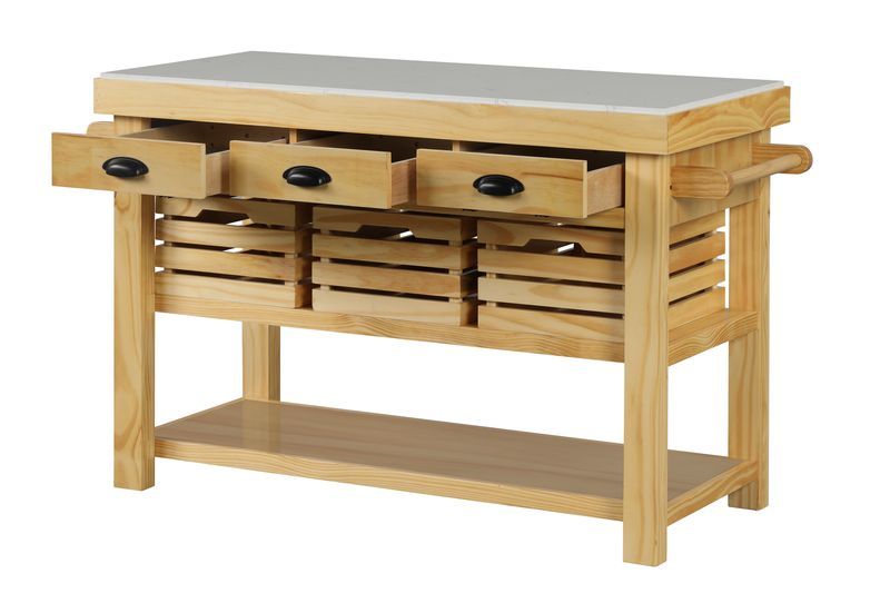 Grovaam - Kitchen Island - Marble Top & Natural