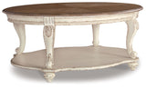 Realyn - Oval Cocktail Table - White / Brown - R&R Furniture Gallery (Fountain Valley, CA)