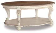 Realyn - Oval Cocktail Table - White / Brown - R&R Furniture Gallery (Fountain Valley, CA)