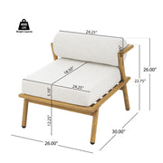La Fiora - Outdoor Patio Iron Club Chair (Set of 2) - Off White / Teak - R&R Furniture Gallery (Fountain Valley, CA)
