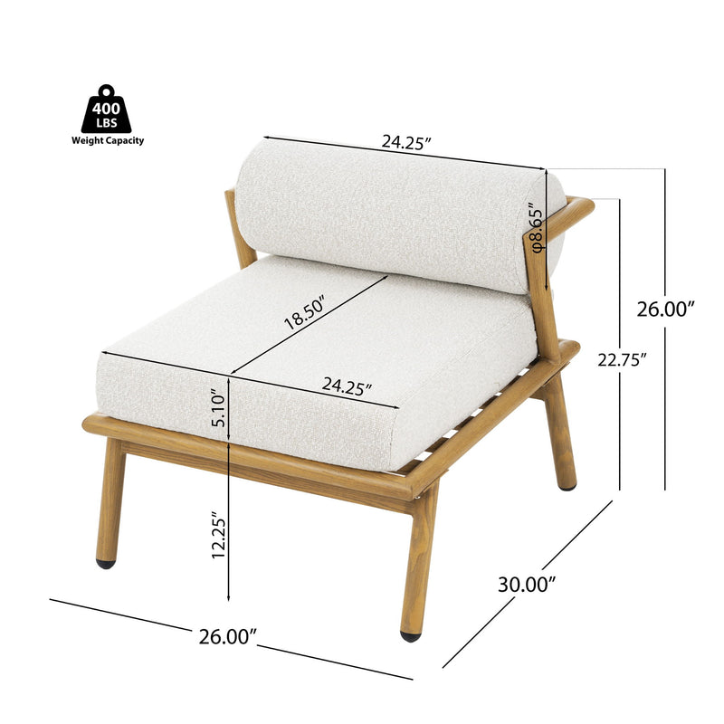 La Fiora - Outdoor Patio Iron Club Chair (Set of 2) - Off White / Teak - R&R Furniture Gallery (Fountain Valley, CA)