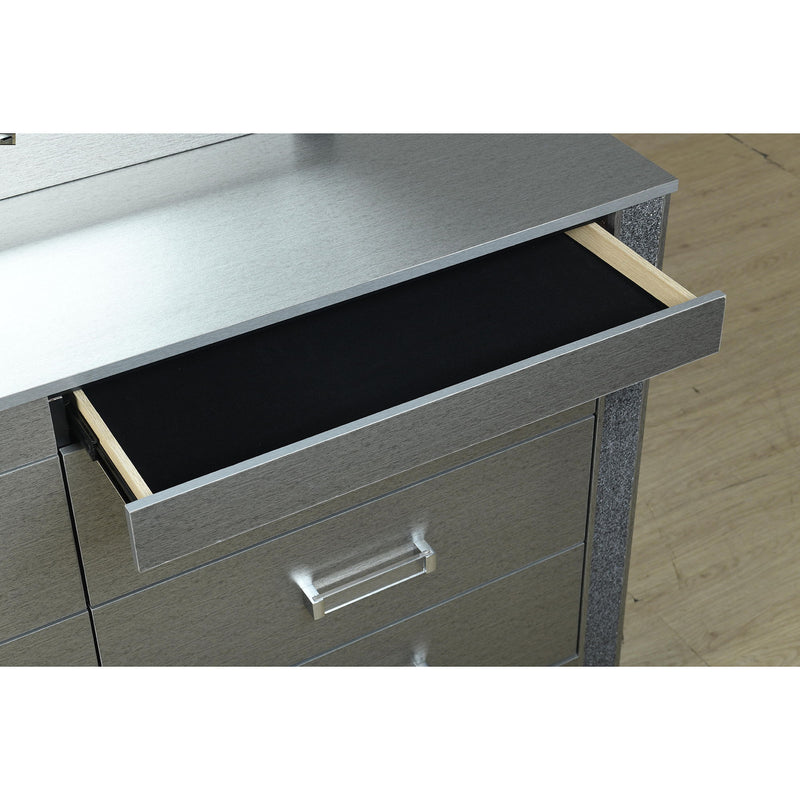 Lorenzo - Dresser With Hidden Jewelry Compartment And Bar Handles In - Silver - R&R Furniture Gallery (Fountain Valley, CA)