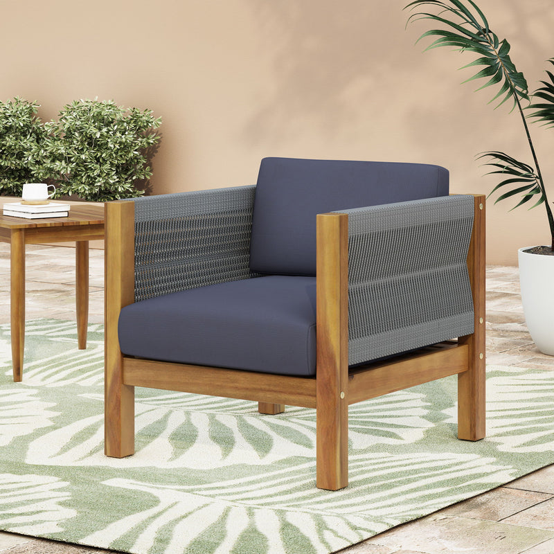 Outdoor Club Chair With Rattan Rope Wave - Dark Gray - R&R Furniture Gallery (Fountain Valley, CA)