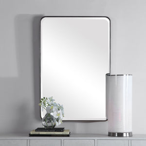 Uttermost silver wall mirror with a sleek, modern frame, perfect for contemporary home decor.