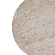 Beige lightweight concrete side table with travertine top, ideal for outdoor or indoor use, by Noble House.