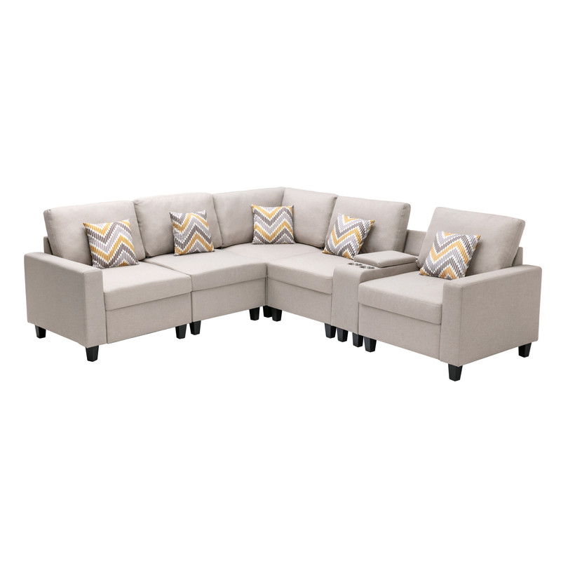 Nolan - Fabric 6 Piece Sectional Sofa With Pillows And Interchangeable Legs - R&R Furniture Gallery (Fountain Valley, CA)
