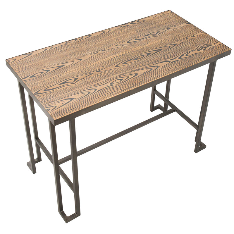 Lumi Source Roman industrial counter table with wooden top and metal legs, stylish for modern or industrial dining and bar areas.