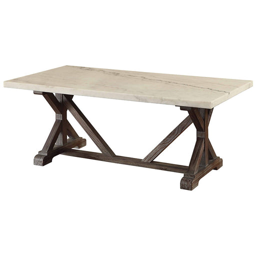 Romina - Coffee Table - White Marble Top & Weathered Espresso - R&R Furniture Gallery (Fountain Valley, CA)