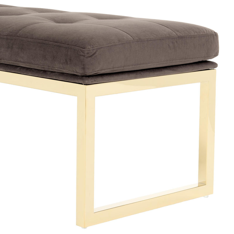 Signature Beds & Benches - Dahlia Velvet Accent Bench - Chocolate / Gold - R&R Furniture Gallery (Fountain Valley, CA)