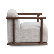 Classic Home Lucia swivel chair with plush fabric upholstery and a modern design, shown in a cozy living room setting.
