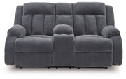 Observation - Double Reclining Power Loveseat With Console - Steel - R&R Furniture Gallery (Fountain Valley, CA)