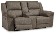 Laresview - Dbl Reclining Loveseat with Console - Fossil - R&R Furniture Gallery (Fountain Valley, CA)