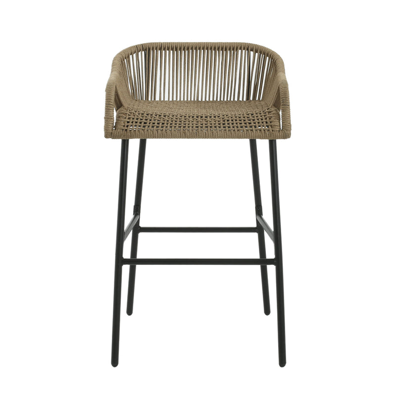 La Push - Outdoor Rope Barstool (Set of 2) - Black / Brown - R&R Furniture Gallery (Fountain Valley, CA)