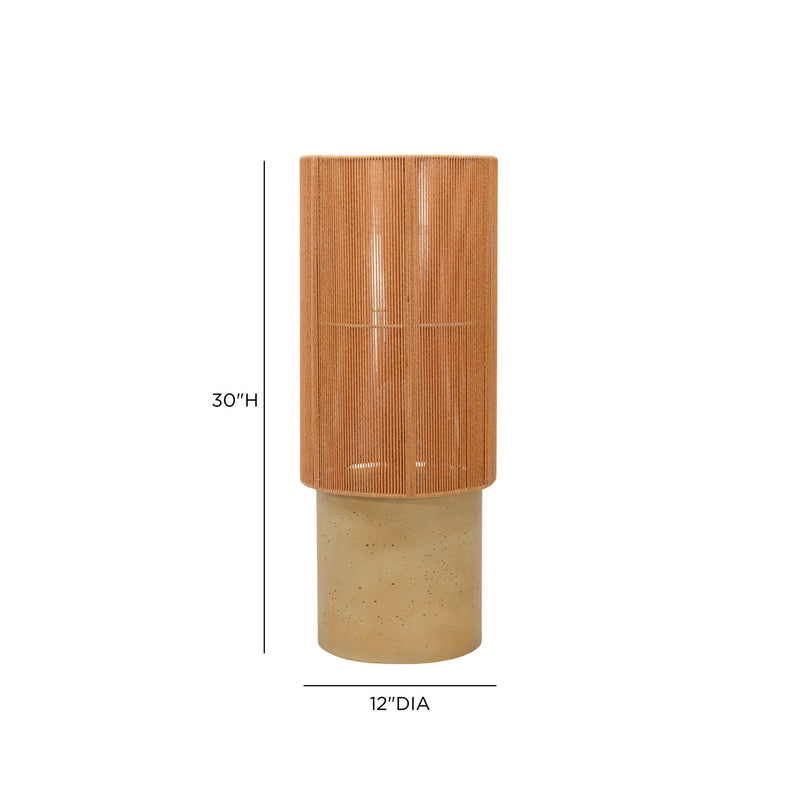 TOV Furniture Mondada concrete floor lamp with a modern, minimalist design and cylindrical base in a contemporary interior setting.