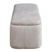 Gray ACME Orane storage bench with cushioned top and spacious interior for seating and hidden storage.