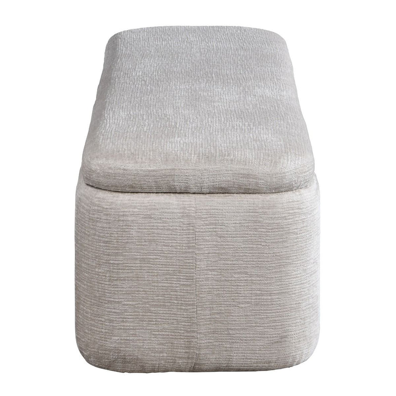 Gray ACME Orane storage bench with cushioned top and spacious interior for seating and hidden storage.