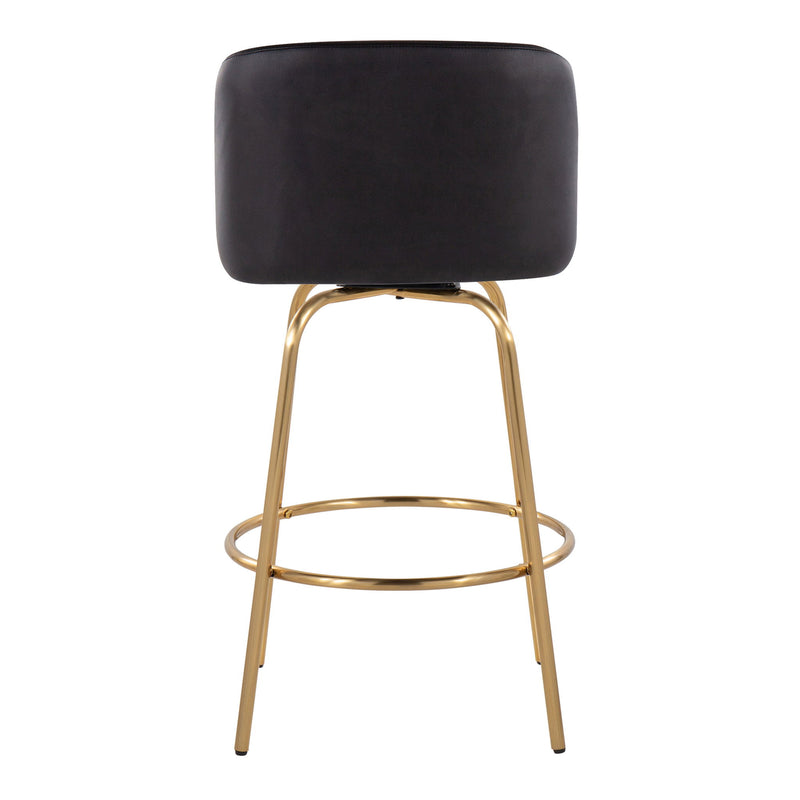 Toriano - Contemporary, Fixed Height Counter Stool With Swivel With Round Footrest (Set of 2) - R&R Furniture Gallery (Fountain Valley, CA)