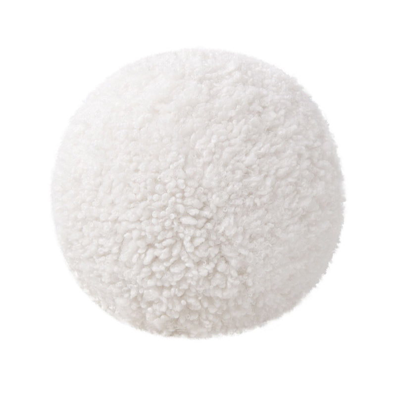 Ayla - Round Sphere Accent Ball Throw Pillow - Curly White - R&R Furniture Gallery (Fountain Valley, CA)