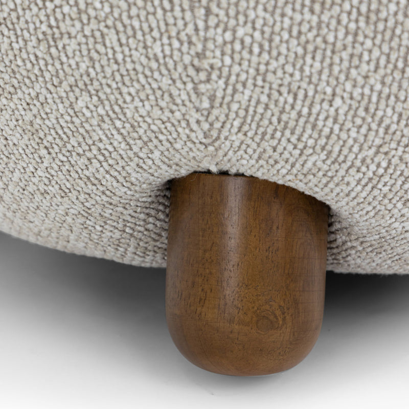 TOV Furniture Pucker Accent Chair in warm gray fabric, armless design with plush cushioning and sleek modern style.