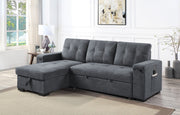 Toby - Woven Fabric Reversible Sleeper Sectional Sofa With Storage Chaise Cup Holder Charging Ports And Pockets - R&R Furniture Gallery (Fountain Valley, CA)
