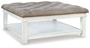 Kanwyn - Uph Ottoman Cocktail Table - Whitewash - R&R Furniture Gallery (Fountain Valley, CA)