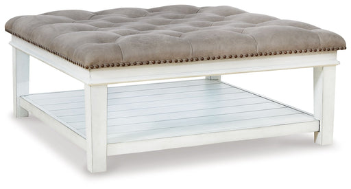Kanwyn - Uph Ottoman Cocktail Table - Whitewash - R&R Furniture Gallery (Fountain Valley, CA)