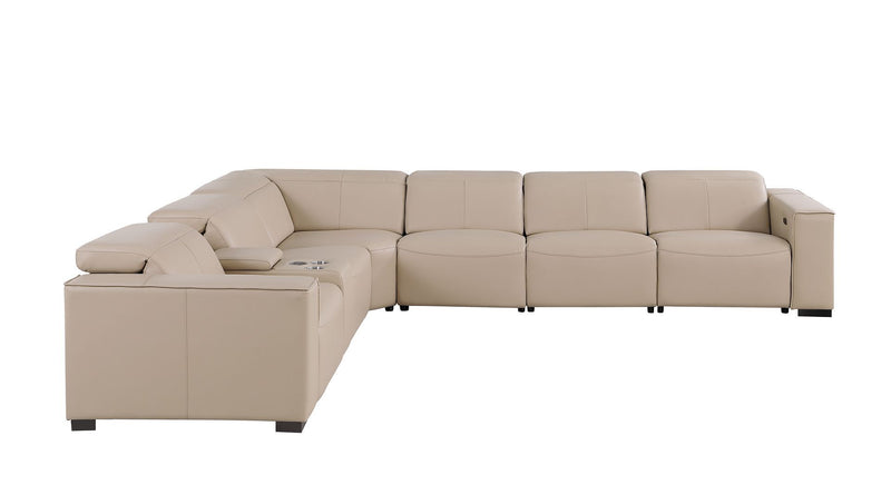 1208 - 7 Piece L-Shaped Leather Reclining Sectional With 4 Power Recliners