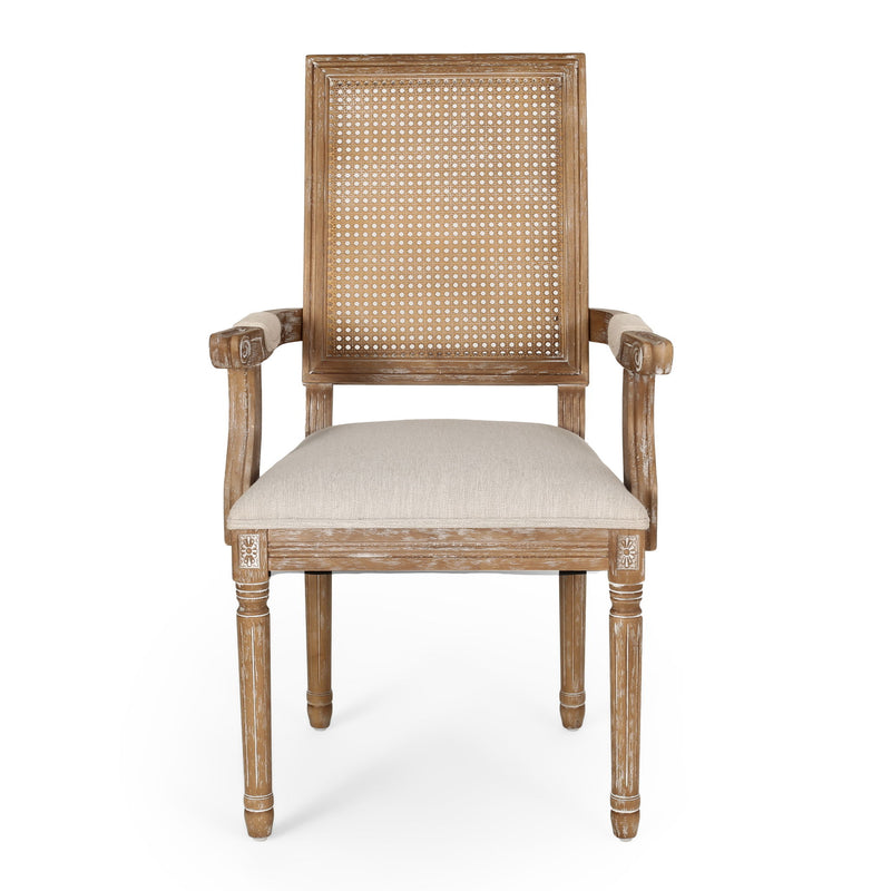 Elegant French Country Style Dining Chair With Cane Backrest - R&R Furniture Gallery (Fountain Valley, CA)