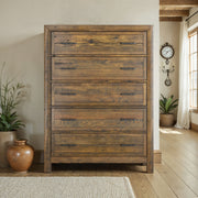 5 Drawer Chest With - Brown - R&R Furniture Gallery (Fountain Valley, CA)
