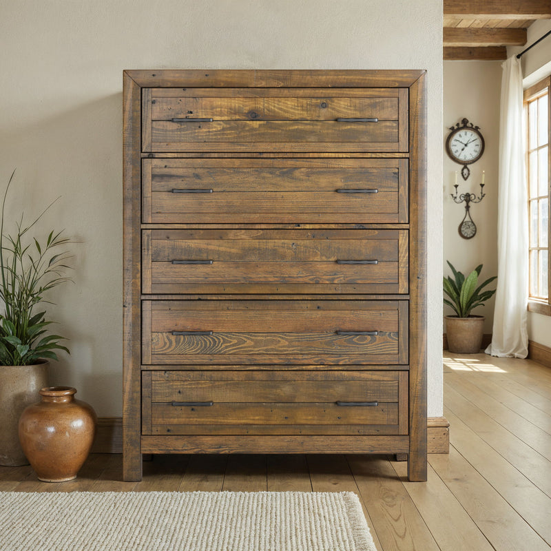 5 Drawer Chest With - Brown - R&R Furniture Gallery (Fountain Valley, CA)