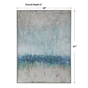 Abstract blue canvas art titled Tidal Wave by Uttermost, featuring flowing wave-like patterns in shades of blue on canvas.