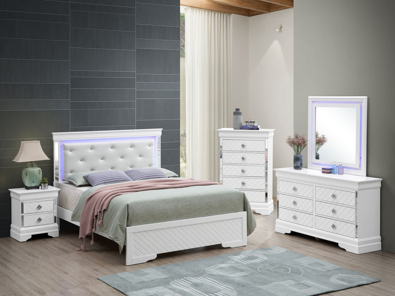 Bed With LED Light Accents Headboard - R&R Furniture Gallery (Fountain Valley, CA)