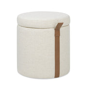 Brandy - Round Upholstered Storage Ottoman With Accent - R&R Furniture Gallery (Fountain Valley, CA)