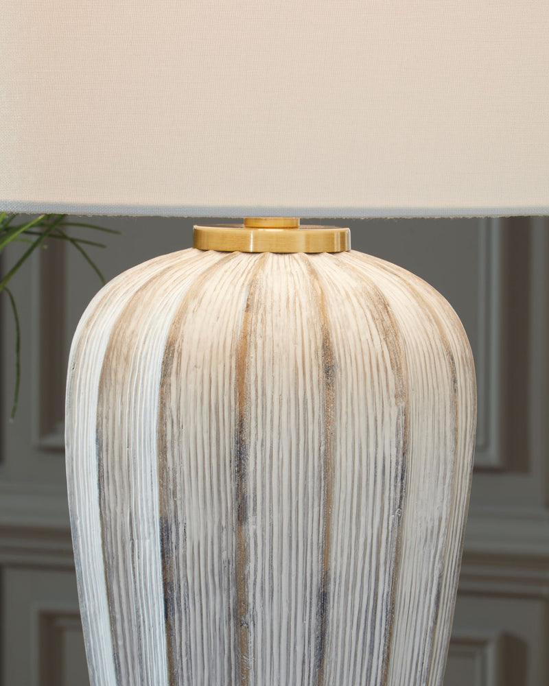 Lanwell - Poly Table Lamp - Antique Gray - R&R Furniture Gallery (Fountain Valley, CA)
