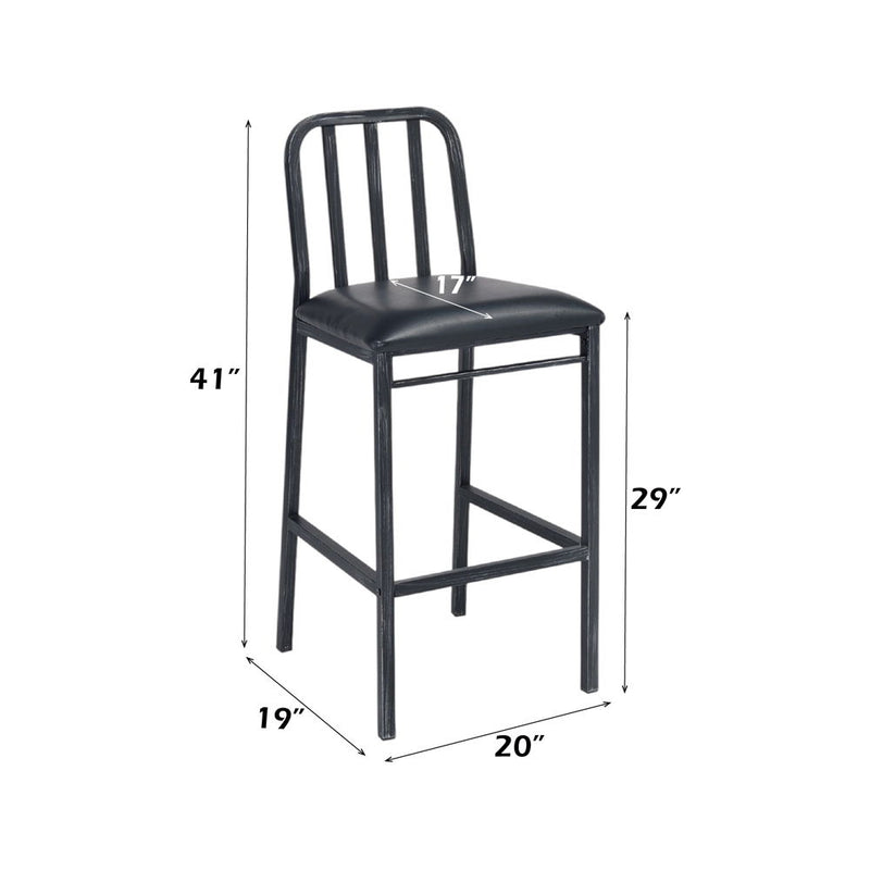 Jodie - Bar Chair (Set of 2) - Black Synthetic Leather & Antique Black - R&R Furniture Gallery (Fountain Valley, CA)