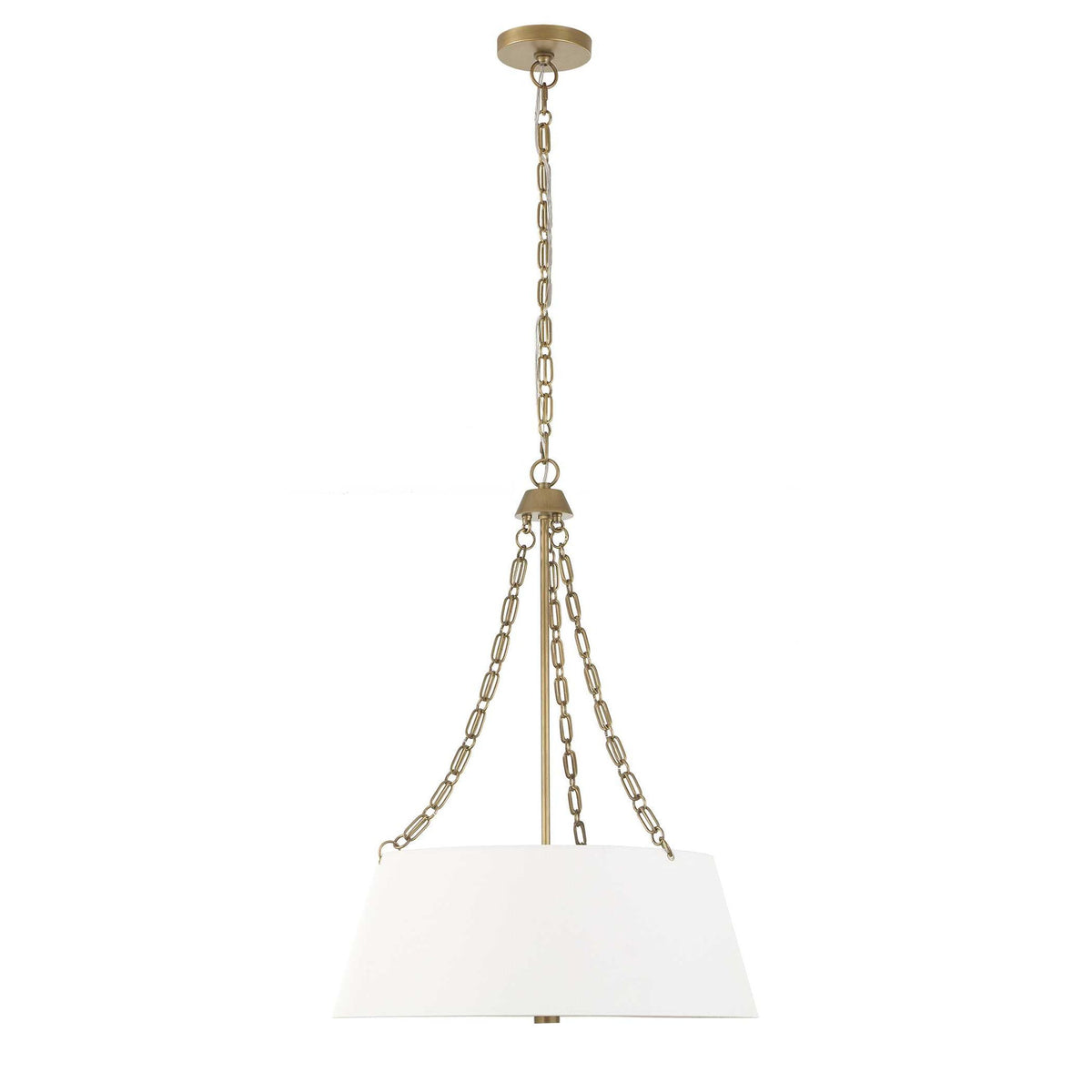 Uttermost Andalucia 4-Light Gold and White Drum Pendant Lighting hanging fixture with stylish drum shades.