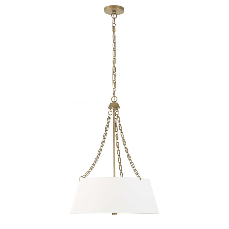 Uttermost Andalucia 4-Light Gold and White Drum Pendant Lighting hanging fixture with stylish drum shades.