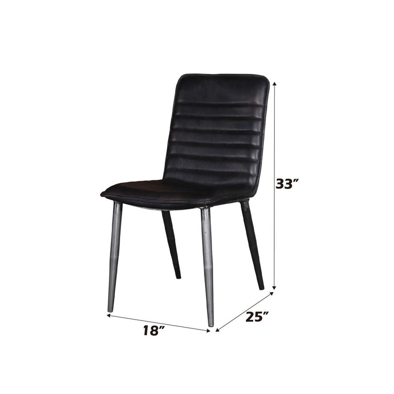 Hosmer - Side Chair (Set of 2) - Black Top Grain Leather & Antique Black - R&R Furniture Gallery (Fountain Valley, CA)
