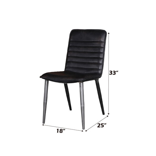 Hosmer - Side Chair (Set of 2) - Black Top Grain Leather & Antique Black - R&R Furniture Gallery (Fountain Valley, CA)
