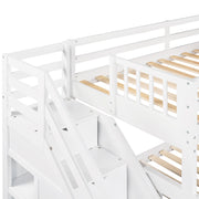 Solid L Shaped Bunk Bed With 3 Drawers, Ladder And Staircase - R&R Furniture Gallery (Fountain Valley, CA)