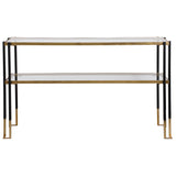 Uttermost Kentmore glass console table with sleek metal frame and transparent glass top, ideal for modern living spaces.