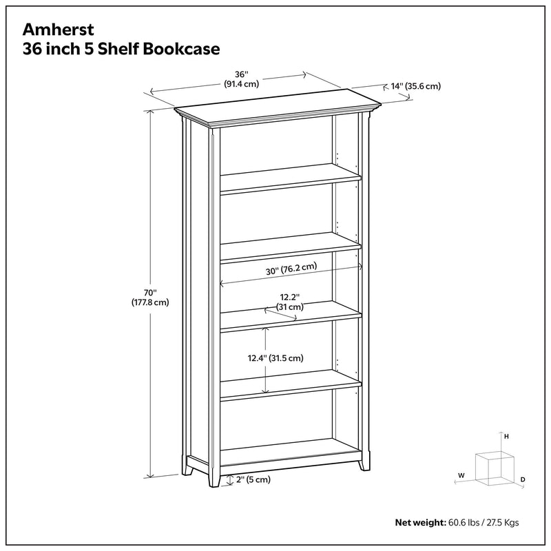 Amherst - 5 Shelf Bookcase, Handcrafted - R&R Furniture Gallery (Fountain Valley, CA)