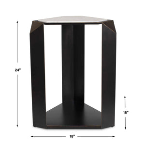 Keenan - Geometric Accent Table - Bronze / White