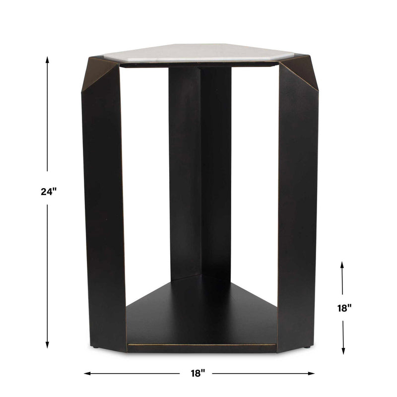 Keenan - Geometric Accent Table - Bronze / White