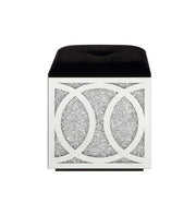 Noralie - 24" Ottoman With Storage - Mirrored & Faux Diamonds - R&R Furniture Gallery (Fountain Valley, CA)