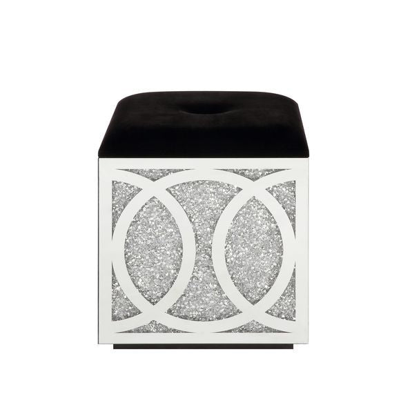 Noralie - 24" Ottoman With Storage - Mirrored & Faux Diamonds - R&R Furniture Gallery (Fountain Valley, CA)