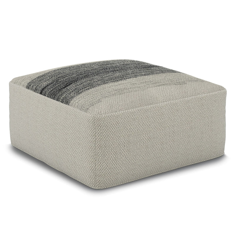 Sabella - Square Woven Outdoor / Indoor Pouf - Gray / White - R&R Furniture Gallery (Fountain Valley, CA)
