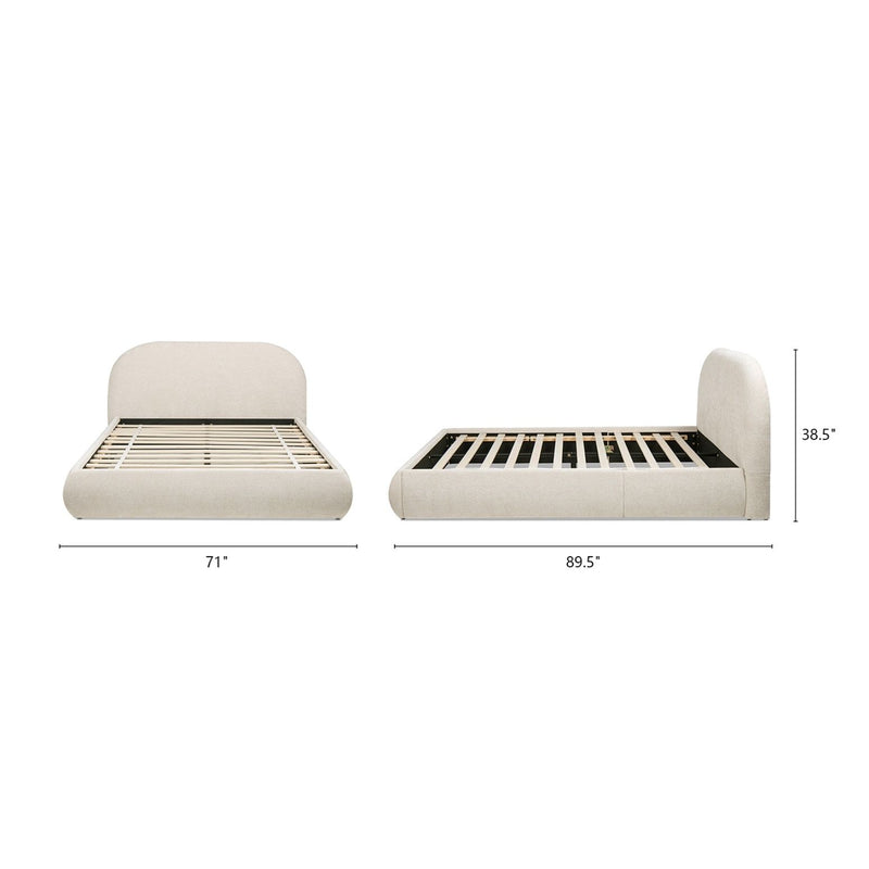 Jennifer Taylor Home Archie Puffy Grounded upholstered platform bed with plush headboard and sleek design in a modern bedroom setting.