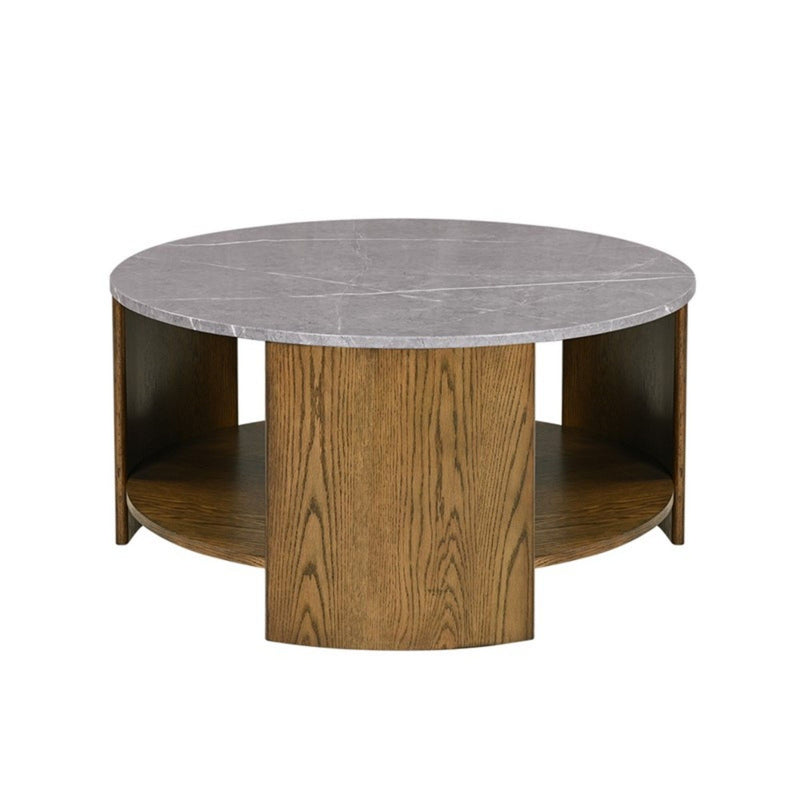 Keegan - Round Coffee Table With Shelf - Oak - R&R Furniture Gallery (Fountain Valley, CA)